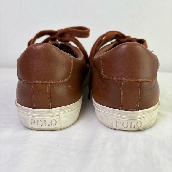 POLO RALPH LAUREN Brown Genuine Leather Sayer Sneakers 11D - Picture 9 of 14
